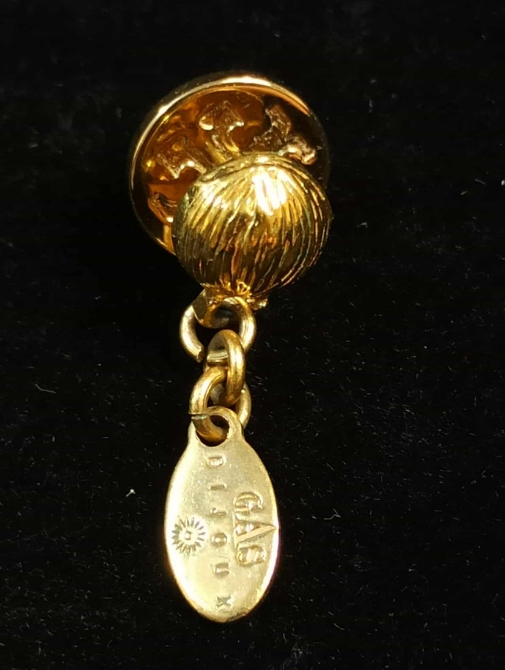 GAS Bijoux Single Gold Tone Logo Drop Earring Vintage 90s
